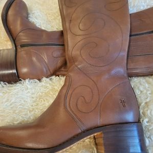 FRYE Brown Leather Casual Boots women's size 9.5B